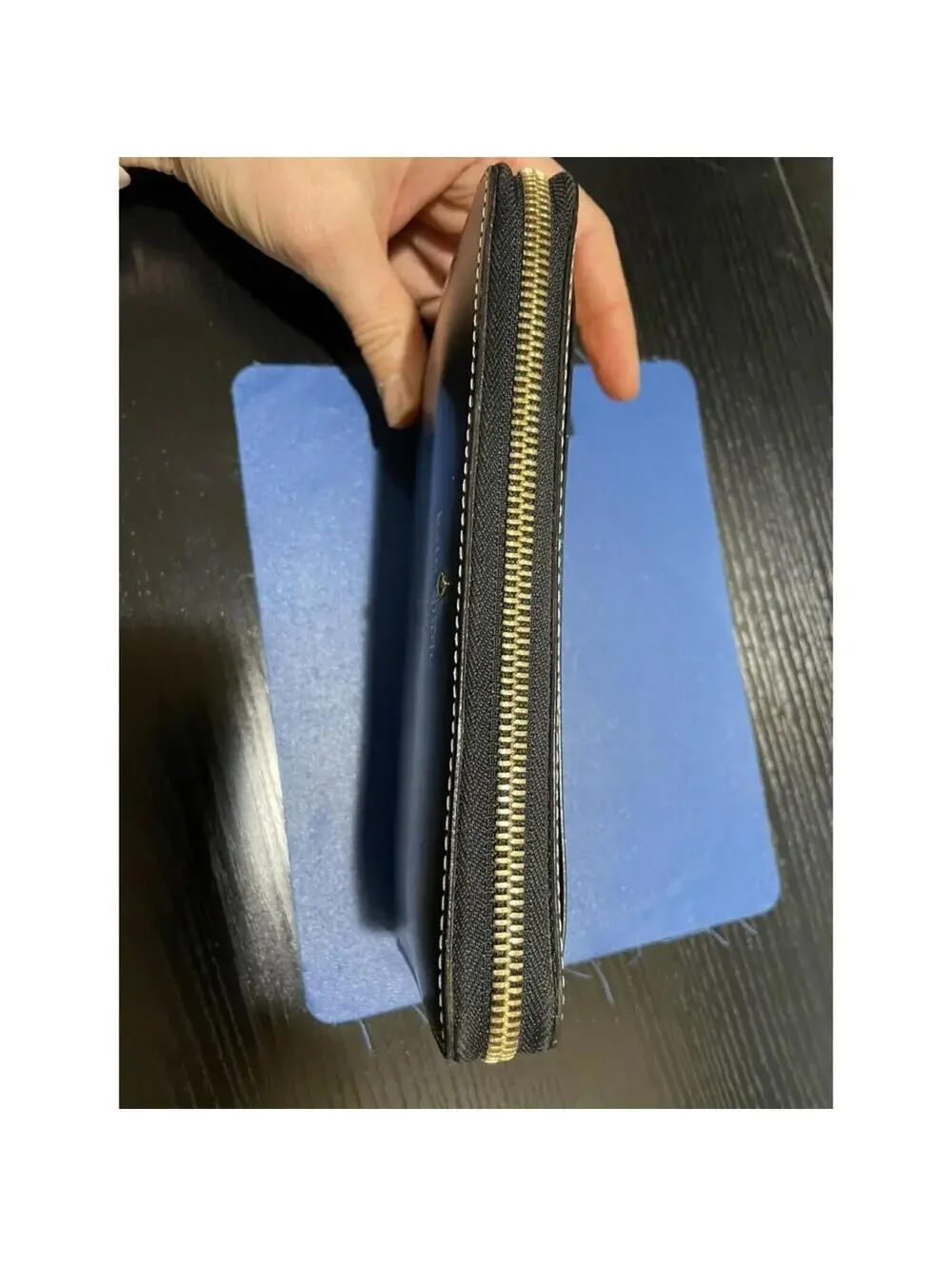 Kate Spade zip around glossy leather wallet black - large